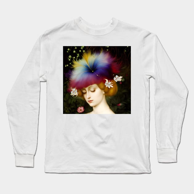 Feather Head Long Sleeve T-Shirt by PurplePeacock